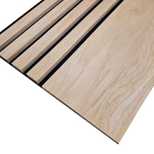 Load image into Gallery viewer, Multi Width Acoustic Wood Veneer Wall Panels - 3-sided - 240cm x 30cm (2 pack)
