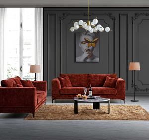 **PROMO** Lenox 3 & 2 Sofa Set in Blue, Steel & Rust