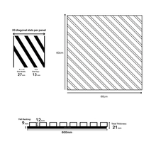 Load image into Gallery viewer, Neutral Collection - Acoustic Wall Panels - Oak on Grey Felt - Square/Diagonal- 60cm x 60cm (6 pack)

