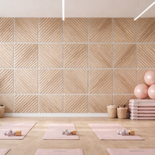 Load image into Gallery viewer, Neutral Collection - Acoustic Wall Panels - Oak on Grey Felt - Square/Diagonal- 60cm x 60cm (6 pack)

