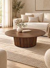Load image into Gallery viewer, Rowen Walnut Coffee Table - Ribbed Pedestal
