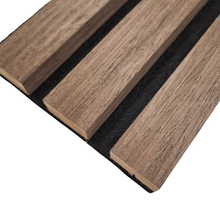 Load image into Gallery viewer, Wood Veneer Acoustic STANDARD SLAT Wall Panels - 3-sided - 240cm x 32cm (2 pack)
