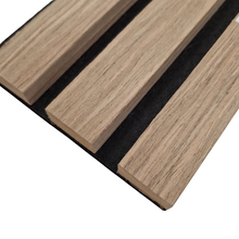 Load image into Gallery viewer, Wood Veneer Acoustic STANDARD SLAT Wall Panels - 3-sided - 240cm x 32cm (2 pack)
