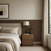 Load image into Gallery viewer, Wood Veneer Acoustic HALF WALL STANDARD SLAT Wall Panels - 3-sided - 120cm x 60cm (3 pack)
