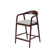 ALUXO® Tess Walnut Barstool in Oatmeal Bouclé