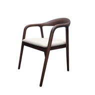 ALUXO® Tess Walnut Dining Chair in Oatmeal Bouclé - Box of 2
