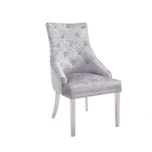 Load image into Gallery viewer, Duke Dining Chair in Silver Crushed Velvet
