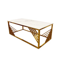 Load image into Gallery viewer, Azure Gold Coffee Table with Polar White Sintered Top
