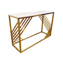 Load image into Gallery viewer, Azure Gold Console Table with Polar White Sintered Top
