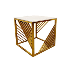 Load image into Gallery viewer, Azure Gold Lamp Table with Polar White Sintered Top
