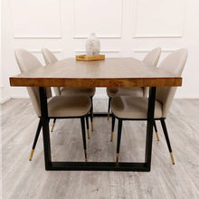 Load image into Gallery viewer, Freya 1.8 Dining Table Solid Dark Pine wood with Matt Black Metal Legs
