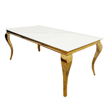 Load image into Gallery viewer, Louis Gold 1.5 Dining Table with White Glass Top
