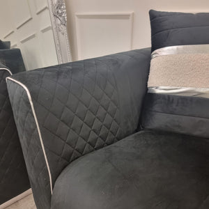 Empire 3 & 2 Seater Sofa Set - Black & Chrome