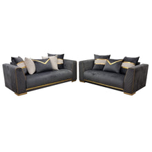 Load image into Gallery viewer, Empire 3 &amp; 2 Seater Sofa Set - Grey &amp; Gold
