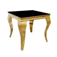 Load image into Gallery viewer, Louis Gold Lamp Table with Black Glass Top

