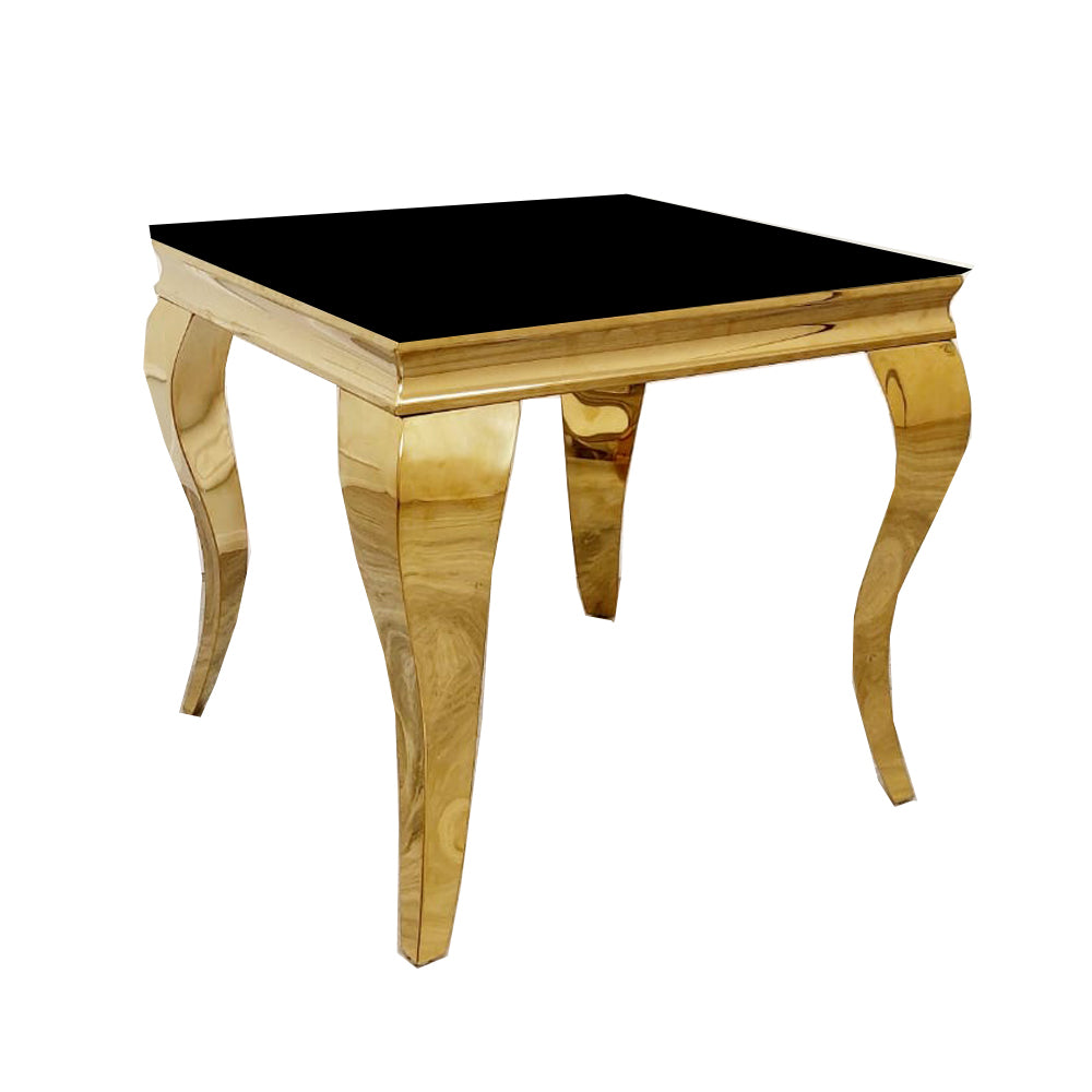 Louis Gold Lamp Table with Black Glass Top