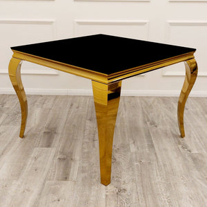 Louis Gold 1m Dining Table with Black Glass