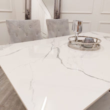 Load image into Gallery viewer, Lucien 1.6 Chrome Dining Table with Polar White Sintered Stone Top
