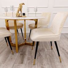Load image into Gallery viewer, Lucien Gold 1.2 Round Dining Table with Sintered Stone Top
