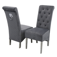 Emma Dining Chair in Dark Grey Velvet