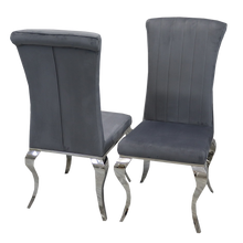 Load image into Gallery viewer, Nicole Dining Chair in Dark Grey Velvet with a line stitch detail
