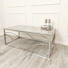 Load image into Gallery viewer, Stella Chrome Coffee Table with Stomach Ash Grey Sintered Top
