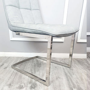 Tara Dining Chair in Light Grey Leather