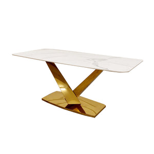 Valeo Gold 1.8 Dining Table with Polar White Sintered Stone Top