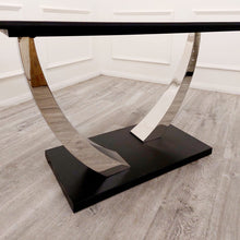 Load image into Gallery viewer, Venus 1.6 Chrome Dining Table with Black Sintered Stone Top
