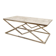 Load image into Gallery viewer, Vesta Chrome Coffee Table with Stomach Ash Sintered Stone Top
