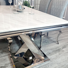 Load image into Gallery viewer, Xavia Dining Table with Ivory smoke Marble Top

