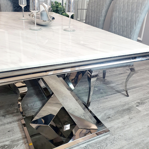 Xavia Dining Table with Ivory smoke Marble Top