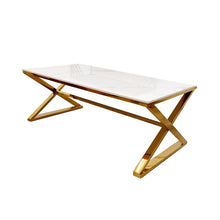 Load image into Gallery viewer, Zion Gold Coffee Table with Polar White Sintered Top
