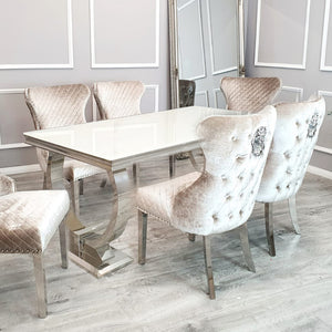 Arriana Dining Table with White Glass Top