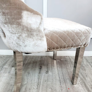 Chelsea Dining chair in Beige Shimmer with Lion Knocker