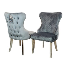Load image into Gallery viewer, Chelsea Dining chair in Grey with Lion Knocker
