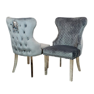 Chelsea Dining chair in Grey with Lion Knocker