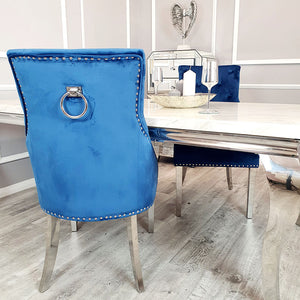 Duke Dining Chair in Blue Velvet