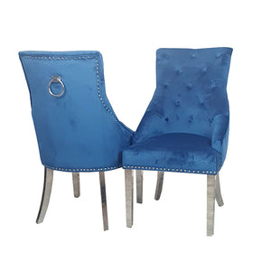Duke Dining Chair in Blue Velvet