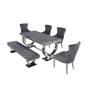 Arriana Dining Table with Dark Grey Marble Top