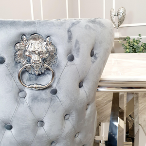 Chelsea Dining chair in Grey with Lion Knocker