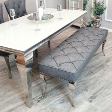 Load image into Gallery viewer, Louis Dining Bench in Dark Grey Leather
