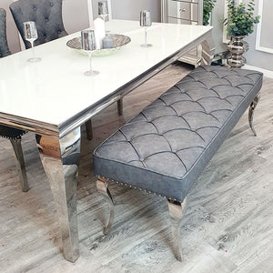 Louis Dining Bench in Dark Grey Leather