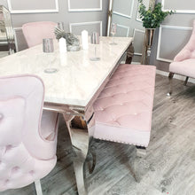 Load image into Gallery viewer, Louis Dining Bench in Pink Velvet
