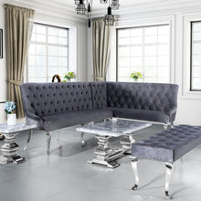 Load image into Gallery viewer, Louis Corner Sofa Bench in Dark Grey Velvet
