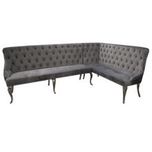 Load image into Gallery viewer, Louis Corner Sofa Bench in Dark Grey Velvet
