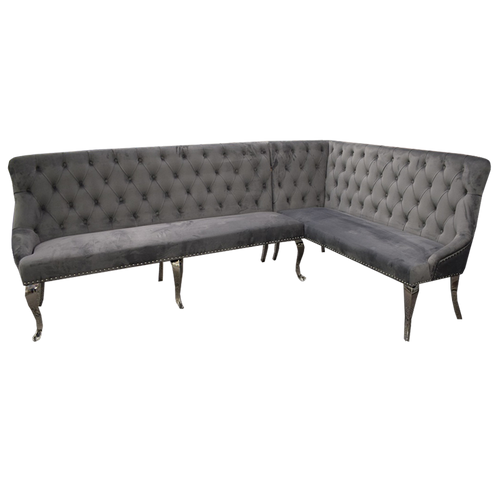 Louis Corner Sofa Bench in Dark Grey Velvet