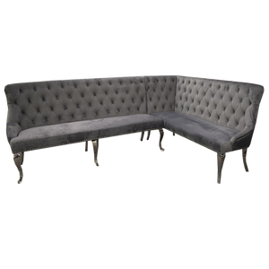 Louis Corner Sofa Bench in Dark Grey Velvet