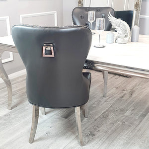 Mayfair Leather Dining Chairs ALL COLOURS Plain Back/Square Knocker