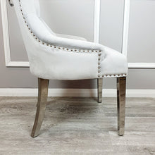 Load image into Gallery viewer, Megan dining Chair Light Grey Velvet with Lion Knocker
